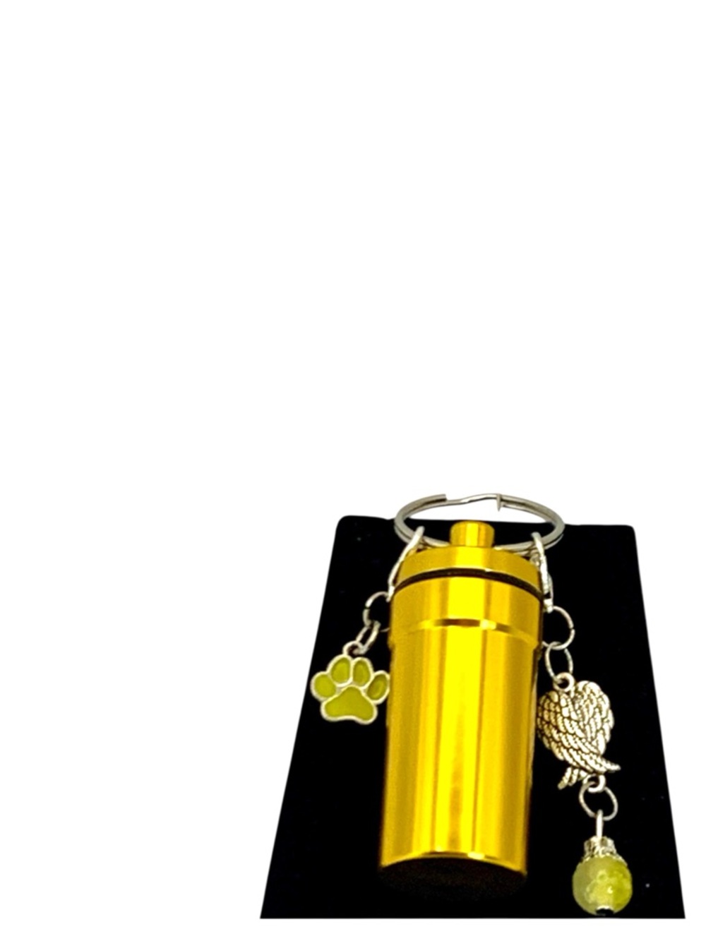 Pet Cremation Urn Gold Stainless Steel Memorial Keepsake Cylinder Keychain
